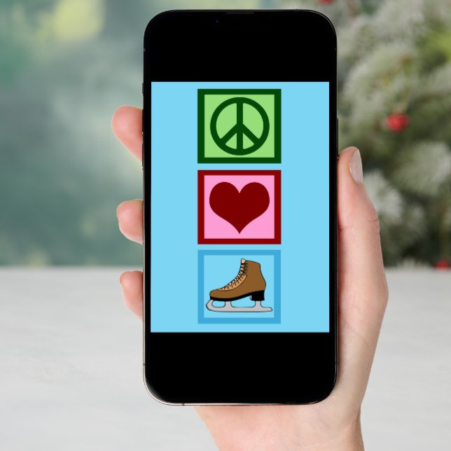 Peace Love Ice Skating Holiday Card (Front Digital)