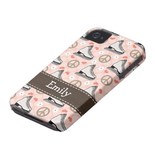Peace Love Ice Skating iPhone 4 4s Case-Mate Cover (Bottom)