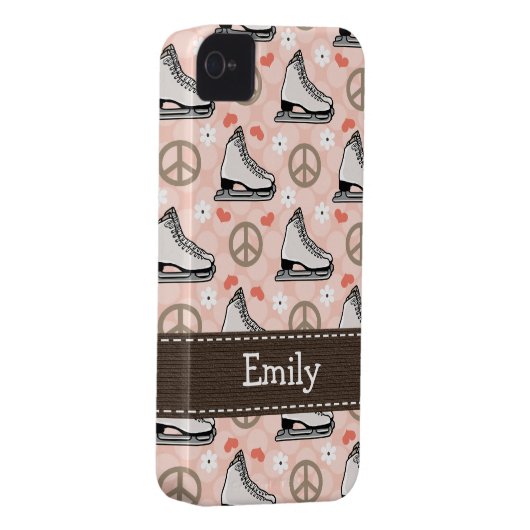 Peace Love Ice Skating iPhone 4 4s Case-Mate Cover (Back/Right)