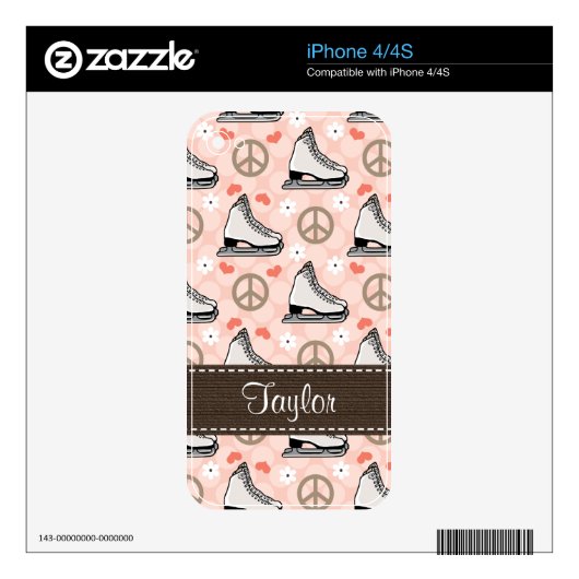 Peace Love Ice Skating iPhone 4 / 4s Skin (Product)