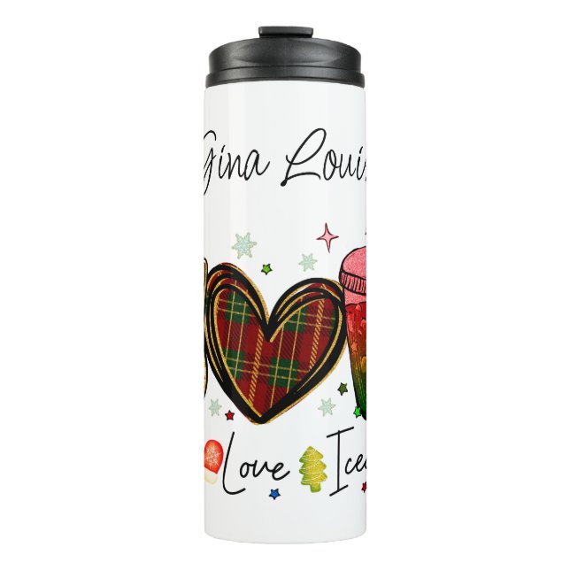 Peace Love Iced Coffee Fun Design  Thermal Tumbler (Front)
