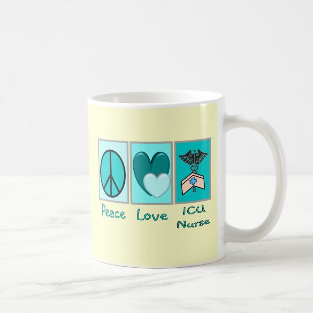 Peace Love ICU Nurse Coffee Mug (Right)