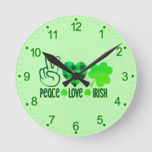 Peace Love Irish-66677 Round Clock