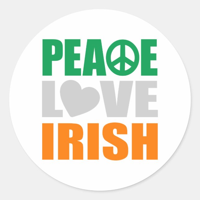 Peace Love Irish Classic Round Sticker (Front)