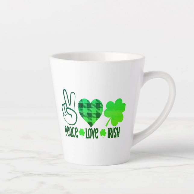 Peace Love Irish St. Patrick's Day Design-66677 Latte Mug (Right)