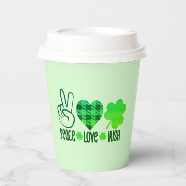 Peace Love Irish St. Patrick's Day Design-66677 Paper Cups (Front)