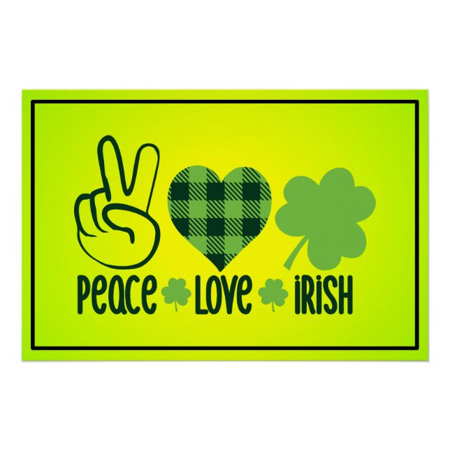 Peace Love Irish St. Patrick's Day Design-66677 Poster (Front)