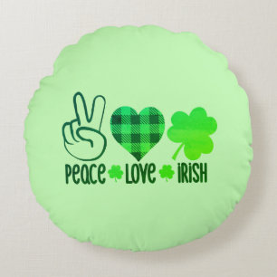 Peace Love Irish St. Patrick's Day Design-66677 Round Pillow