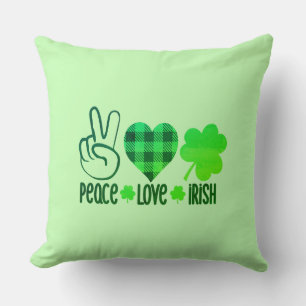 Peace Love Irish St. Patrick's Day Design-66677 Throw Pillow