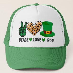 Peace Love Irish St Patrick's Day Trucker Hat