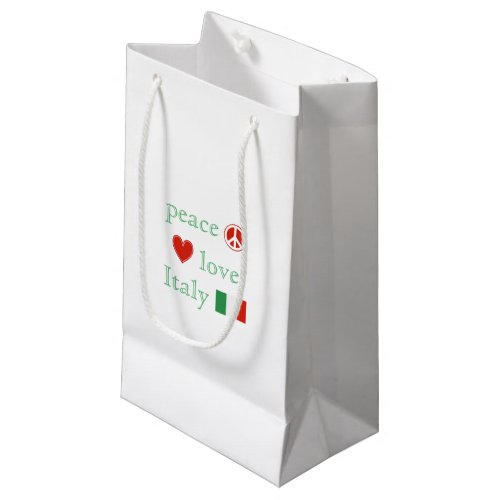 Peace Love Italy Heart Italian Republic Flag Small Gift Bag