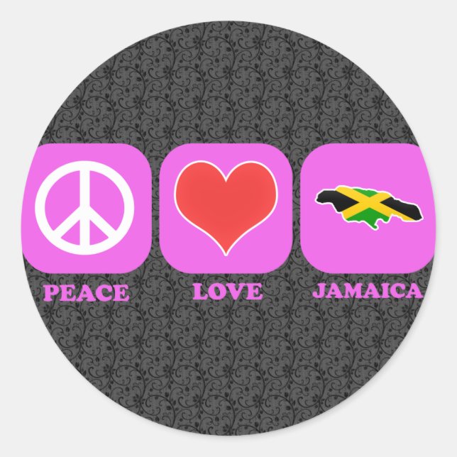 Peace Love Jamaica Classic Round Sticker (Front)