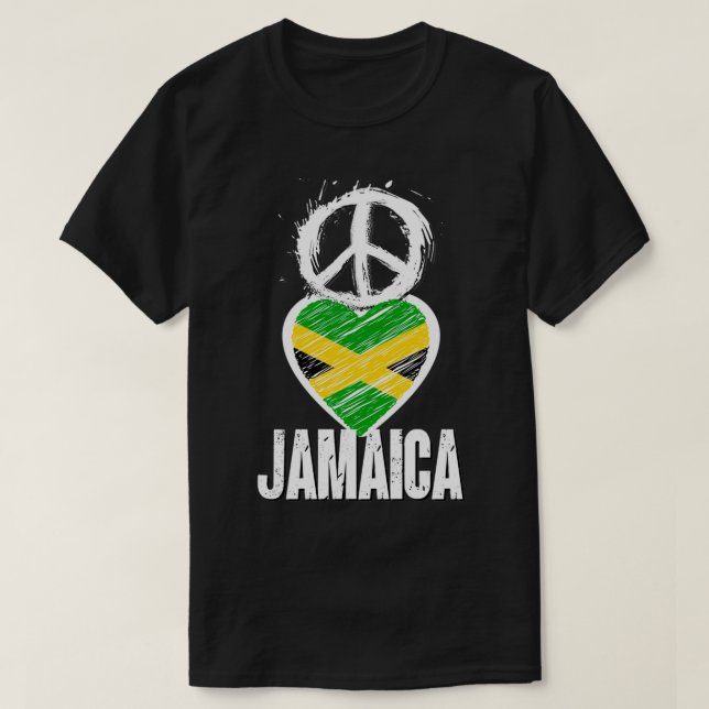 Peace Love Jamaica T-Shirt (Design Front)