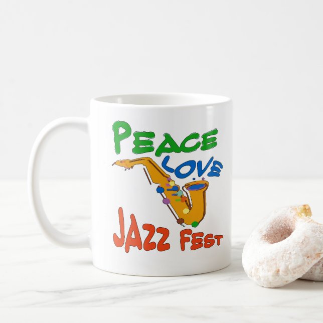 Peace Love Jazz Fest  add text Coffee Mug (With Donut)