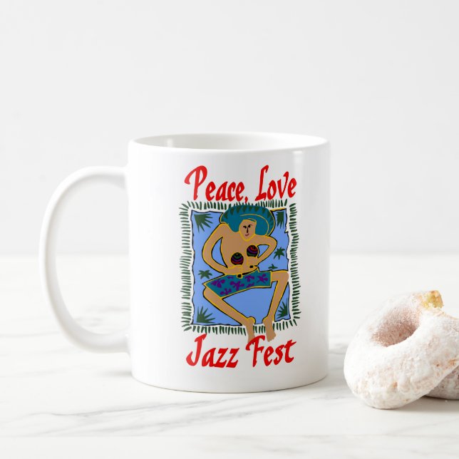 Peace Love Jazz Fest  add text Coffee Mug (With Donut)