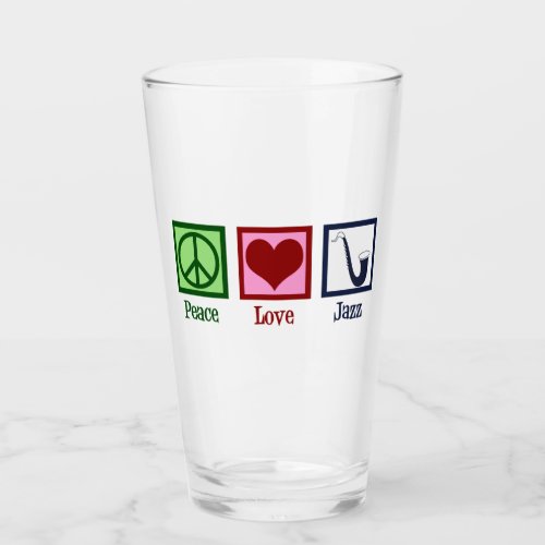 Peace Love Jazz Music Saxophone Glass