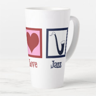 Peace Love Jazz Music Saxophone Latte Mug