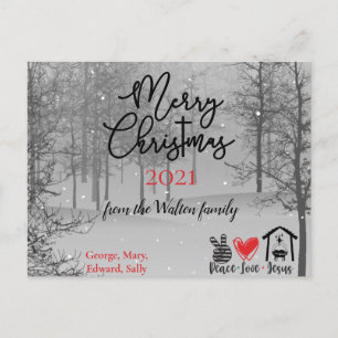Peace Love Jesus Black White Christmas Postcard