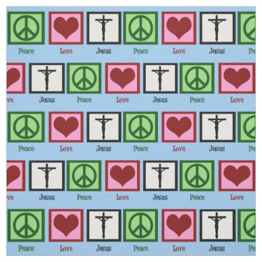 Peace Love Jesus Christ Religious Christian Cross Fabric