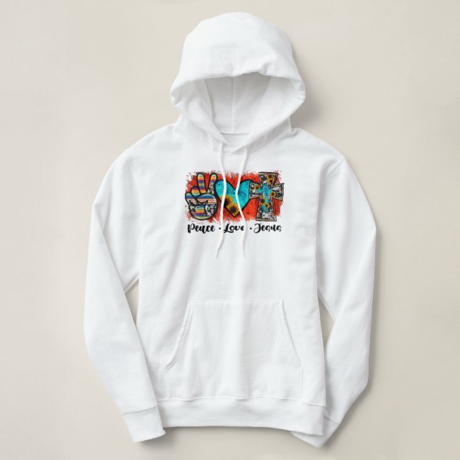 Peace Love Jesus Funny Christian, Love Like Jesus  Hoodie (Design Front)