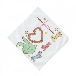 Peace, love, Jesus, God, Church, Religious, Bible Bandana