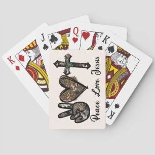 Peace - Love - Jesus Poker Cards