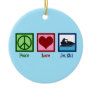 Peace Love Jet Ski Ceramic Ornament