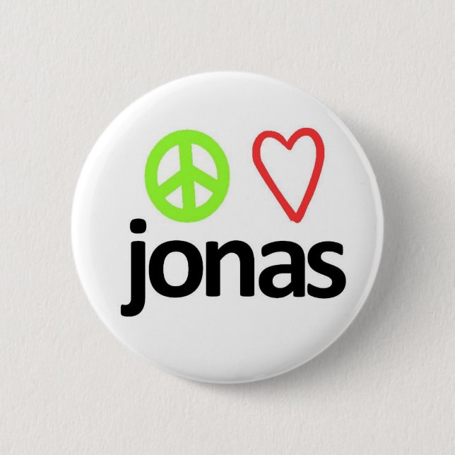 Peace, Love, Jonas Pinback Button (Front)