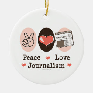 Peace Love Journalism Ornament