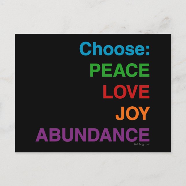 Peace Love Joy Abundance Postcards (Front)