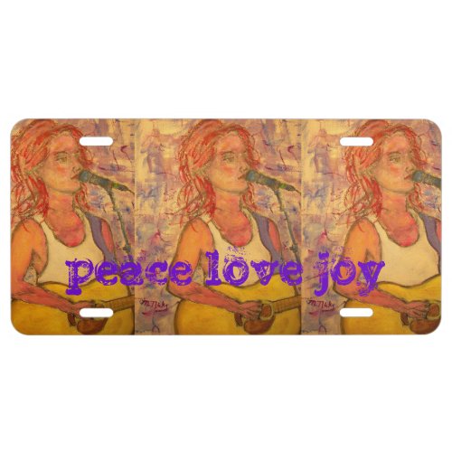 peace love joy acoustic girl license plate