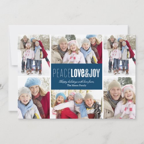 Peace, Love &amp; Joy | Blue Holiday Card