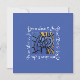 Peace Love Joy Blue Holy Family Christmas Photo Holiday Card