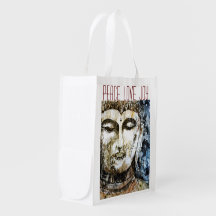Peace Love Joy Buddha Art Reusable Bag