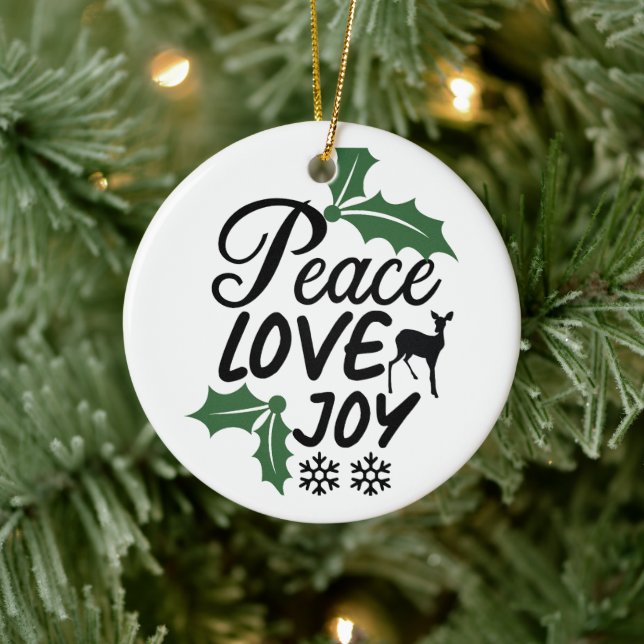Peace love joy ceramic ornament (Tree)