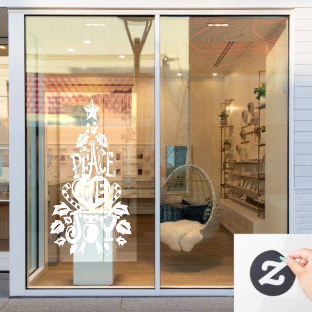 Peace love joy christmas blessing white window cling (Store Window)