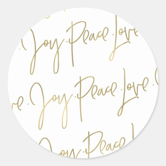 Peace Love Joy Christmas Envelope Seals | Gold (Front)