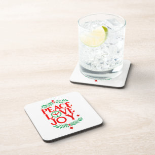 Peace Love Joy Christmas Festive Holiday Beverage Coaster