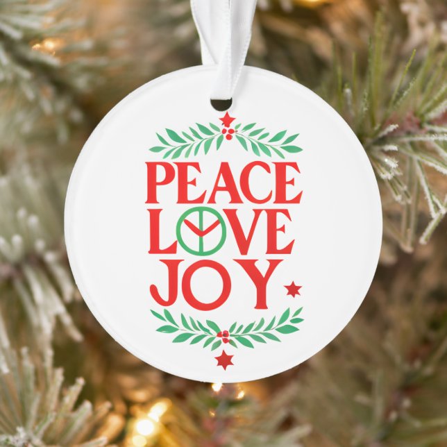 Peace Love Joy Christmas Festive Holiday  Ornament (Tree)