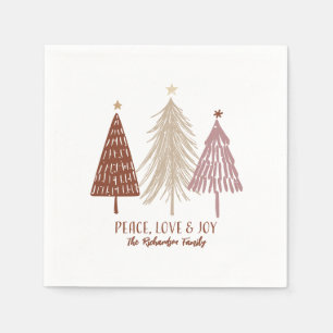 Peace, Love & Joy Christmas Festive Trees Holiday Napkins