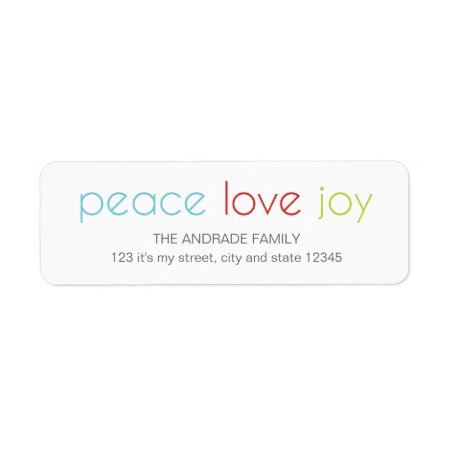Peace Love Joy Christmas Holiday Blue Red Green Label