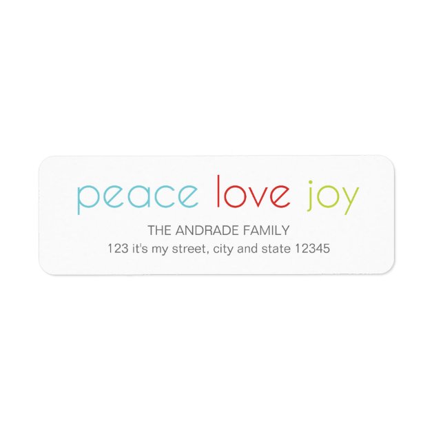 Peace Love Joy Christmas Holiday Blue Red Green Label