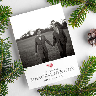 Peace Love Joy Christmas Holiday Couples Photo Card