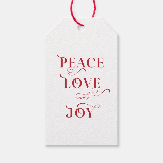Peace, Love & Joy Christmas Holiday Gift Tag (Front)