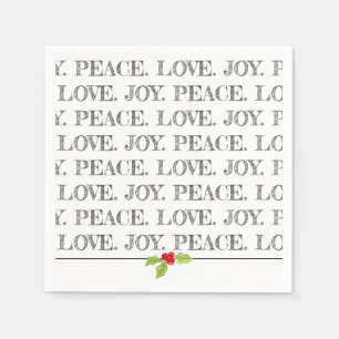 Peace Love Joy Christmas Holly Holiday Fun Napkins