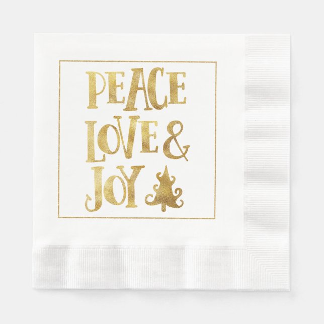Peace Love Joy Christmas Paper Napkins (Front)