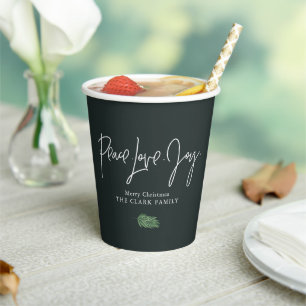 "Peace Love Joy" Christmas Party Paper Cups