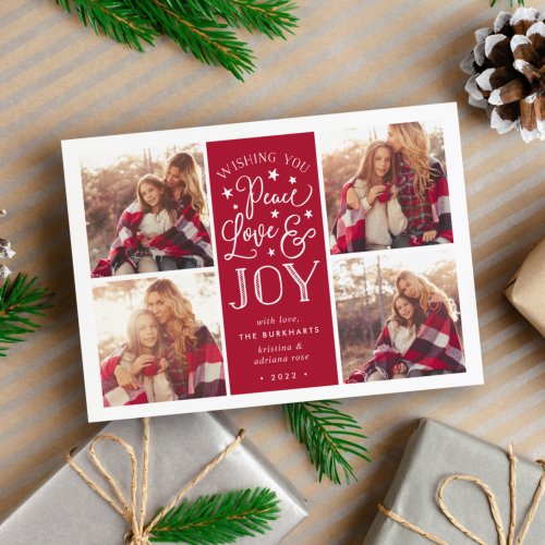 Peace Love  Joy  Christmas Photo Card