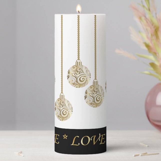 Peace, Love, Joy Christmas Pillar Candle (In Situ)