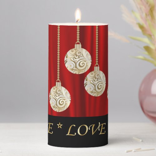Peace Love Joy Christmas Pillar Candle